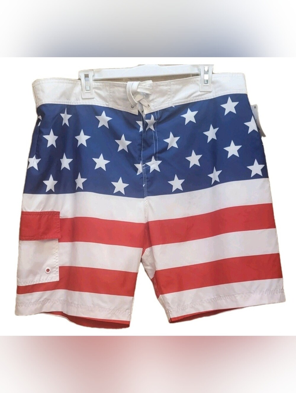 Men's Walnut & 39 USA American Flag Patriotic 4th July Swim Trunks Shorts XL